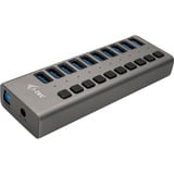 i-tec Hub de recharge USB 3.0 10 ports + adaptateur secteur, Hub USB Noir, Intérieure, Secteur, 1 m, Gris