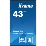 iiyama ProLite LH4365UHSB-B1, Affichage public Noir, HDMI, DisplayPort, LAN, Audio, USB, WiFi, Android