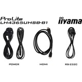 iiyama ProLite LH4365UHSB-B1, Affichage public Noir, HDMI, DisplayPort, LAN, Audio, USB, WiFi, Android