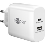 goobay 65W GaN USB-C PD Dual Fast Charger, Chargeur Blanc