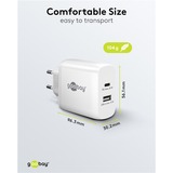 goobay 65W GaN USB-C PD Dual Fast Charger, Chargeur Blanc