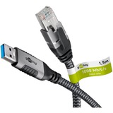 goobay USB-A 3.0 > RJ-45, Câble Noir/Argent, 1.5 mètre