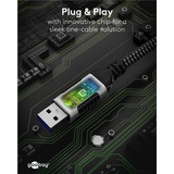 goobay USB-A 3.0 > RJ-45, Câble Noir/Argent, 1.5 mètre