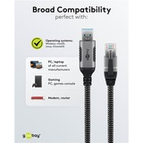 goobay USB-A 3.0 > RJ-45, Câble Noir/Argent, 1.5 mètre