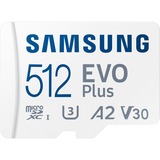 SAMSUNG EVO Plus 512 Go MicroSDXC UHS-I Classe 10, Carte mémoire Blanc, 512 Go, MicroSDXC, Classe 10, UHS-I, 130 Mo/s, 130 Mo/s