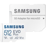 SAMSUNG EVO Plus 512 Go MicroSDXC UHS-I Classe 10, Carte mémoire Blanc, 512 Go, MicroSDXC, Classe 10, UHS-I, 130 Mo/s, 130 Mo/s