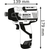Bosch GDR 12V-110 Professional 1/4" 110 N·m 10,8 V, Percuteuse Bleu/Noir, Douille à choc, 1/4", 110 N·m, 1200 tr/min, 2600 tr/min, 10 m/s²