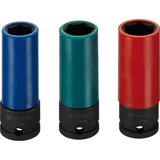 Bosch Sets de douilles Impact Control, Clés mixtes à cliquet Multicolore, Ensemble de douilles, 1/2", Métrique, 17,19,21 mm, 3/16,1/4,9/32,5/16,11/32,3/8,7/16", Acier