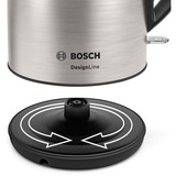 Bosch TWK3P420 bouilloire 1,7 L 2400 W Noir, Acier inoxydable Acier inoxydable/Noir, 1,7 L, 2400 W, Noir, Acier inoxydable, Acier inoxydable, Indicateur de niveau d'eau, Arrêt de sécurité en cas de surchauffe