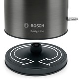 Bosch TWK5P475 bouilloire 1,7 L 2400 W Gris Gris/Noir, 1,7 L, 2400 W, Gris, Acier inoxydable, Indicateur de niveau d'eau, Sans fil