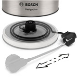 Bosch TWK5P480 bouilloire 1,7 L Noir, Acier inoxydable 2400 W Acier inoxydable/Noir, 1,7 L, 2400 W, Noir, Acier inoxydable, Acier inoxydable, Indicateur de niveau d'eau, Arrêt de sécurité en cas de surchauffe