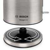 Bosch TWK5P480 bouilloire 1,7 L Noir, Acier inoxydable 2400 W Acier inoxydable/Noir, 1,7 L, 2400 W, Noir, Acier inoxydable, Acier inoxydable, Indicateur de niveau d'eau, Arrêt de sécurité en cas de surchauffe