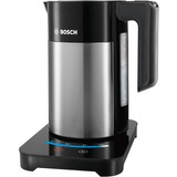 Bosch TWK7203 bouilloire 1,7 L 1850 W Noir, Acier inoxydable Acier inoxydable/Noir, 1,7 L, 1850 W, Noir, Acier inoxydable, Acier inoxydable, Thermostat réglable, Indicateur de niveau d'eau