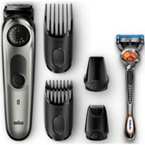Braun BT7020 tondeuse à barbe Noir, Gris graphite/Noir, Lavable, AC/Batterie, Lame auto-aiguisable, Noir, Gris