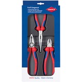 KNIPEX Jeu de montage 3 pièces, Set de pinces bleu, outils livrés dans un emballage thermoformé à couvercle transparent