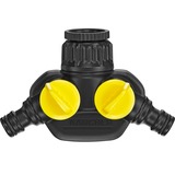 Kärcher Prise Robinet 2 Voies, Raccord de robinet Noir/Jaune, Connecteur de raccords, Système d'aspersion, Plastique, Noir, Jaune, 45°, 25,4 / 2 mm (1 / 2")