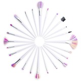 Rio Collection de pinceaux de maquillage Licorne, Brosse Blanc/Rose, 24 pinceaux de maquillage professionnels