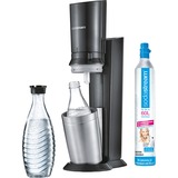 SodaStream Crystal 2.0, Trombe marine Noir/Titane, Inclus une carafe + 1 cylindre CO₂