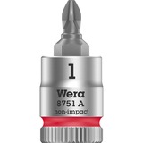 Wera 8751 A Capuchon d'embout Phillips Zyklop avec entraînement 1/4", PH1x28, Clés mixtes à cliquet Chrome
