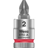 Wera 8751 A Capuchon d'embout Phillips Zyklop avec entraînement 1/4", PH2x28, Clés mixtes à cliquet Chrome