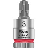 Wera 8751 A Capuchon d'embout Phillips Zyklop avec entraînement 1/4", PH3x28, Clés mixtes à cliquet Chrome