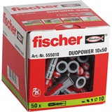 fischer DUOPOWER 10x50, Cheville Gris clair/Rouge