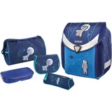 Herlitz Flexi Plus Space Ensemble de cartables Garçon Bleu, Marine bleu foncé/Bleu clair, Lunch box, Plumier, Étui pour crayons, Cartable, Sac de sport, Garçon, Ecole primaire, Sac à dos, 18 L, Bleu, Marine