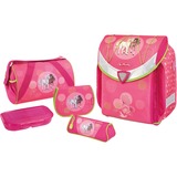 Herlitz Flexi Plus Spring Horses Ensemble de cartables Fille Rose Rose/Vert, Lunch box, Plumier, Étui pour crayons, Cartable, Sac de sport, Fille, Ecole primaire, Sac à dos, 18 L, Rose