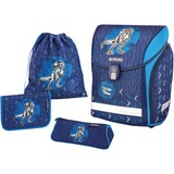 Herlitz Midi Plus Blue Dino Ensemble de cartables Garçon Bleu Bleu, Plumier, Étui pour crayons, Cartable, Sac de sport, Garçon, Ecole primaire, Sac à dos, 16 L, Bleu