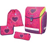 Herlitz Midi Plus Pink Hearts Ensemble de cartables Fille Rose, Violet rose fuchsia, Plumier, Étui pour crayons, Cartable, Sac de sport, Fille, Ecole primaire, Sac à dos, 16 L, Rose, Violet