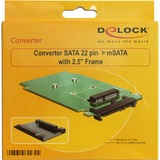 DeLOCK 62432 carte et adaptateur d'interfaces Interne mSATA, Cadre de montage SATA, mSATA, Noir, Vert, 0 - 70 °C, 6 Gbit/s, 6,35 cm (2.5")