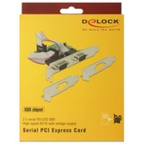 DeLOCK 89641 carte et adaptateur d'interfaces Interne Série, Carte d'interface PCIe, Série, Profil bas, PCIe 2.0, RS-232, Vert