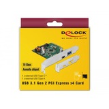 DeLOCK 90299 carte et adaptateur d'interfaces Interne USB 3.2 Gen 1 (3.1 Gen 1), Contrôleur USB PCIe, USB 3.2 Gen 1 (3.1 Gen 1), PCIe 3.0, Chine, Asmedia ASM3142, 10 Gbit/s