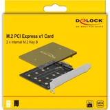 DeLOCK Carte PCI Express x1 vers 2x M.2 Clé B, Adaptateur 