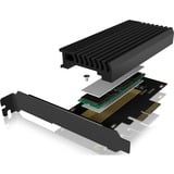 ICY BOX IB-PCI214M2-HSL, Adaptateur Noir, Avec dissipateur thermique et bande LED