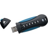Corsair Clé USB 3.0 sécurisée Flash Padlock 3 64 Go Noir/Bleu, CMFPLA3B-64Go