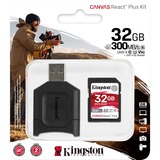 Kingston Canvas React Plus SDHC 32 Go, Carte mémoire Noir, Incl. adapteur, UHS-II U3, Class 10, V90