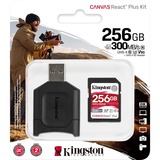 Kingston Canvas React Plus SDXC 256 Go, Carte mémoire Noir, Incl. adapteur, UHS-II U3, Class 10, V90