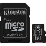 Kingston Carte microSD Canvas Select Plus 512 Go, Carte mémoire Noir, SDCS2/512Go, Classe 10 UHS-I A1, Adaptateur inclus