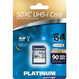 Platinum SDXC UHS-I 64 Go, Carte mémoire 177218, Class10