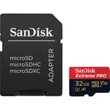SanDisk Extreme PRO microSDHC 32 Go, Carte mémoire UHS-I U3, Classe 10, V30, A1, Adaptateur SD inclus