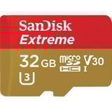 SanDisk Extreme microSDHC 32 Go , Carte mémoire UHS-I U3, Classe 10, V30, A2, adaptateur inclus