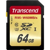 Transcend TS64GSDU3 mémoire flash 64 Go SDXC NAND Classe 10, Carte mémoire 64 Go, SDXC, Classe 10, NAND, 95 Mo/s, 60 Mo/s