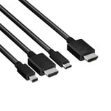 Club 3D Multiport > HDMI, Adaptateur 2 mètres, 4K 60 Hz, USB-C + HDMI + Mini-DisplayPort vers HDMI