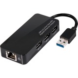 Club 3D USB 3.0 3-Port Hub + Gigabit Ethernet, Hub USB Noir