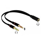 DeLOCK 65967 câble audio 0,2 m 3,5mm 2 x 3.5mm Noir, Adaptateur Noir, 3,5mm, Femelle, 2 x 3.5mm, Mâle, 0,2 m, Noir
