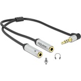 DeLOCK 66437 séparateur audio Noir, Argent, Câble en Y Noir/Argent, Noir, Argent, 2x 3.5 mm, 3,5 mm, Femelle, Mâle, Or
