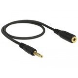 DeLOCK 85700 câble audio 0,5 m 3,5mm Noir Noir, 3,5mm, Mâle, 3,5mm, Femelle, 0,5 m, Noir