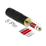 DeLOCK Prise stéréo mâle à 5 broches de 4,4 mm vers prise stéréo femelle à 4 broches de 2,5 mm, Adaptateur Noir