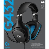 Logitech G432 7.1 Surround Sound Wired, Casque gaming Noir/Bleu, PC, PlayStation 4, PlayStation 5, Xbox One, Xbox Series X|S, Nintendo Switch